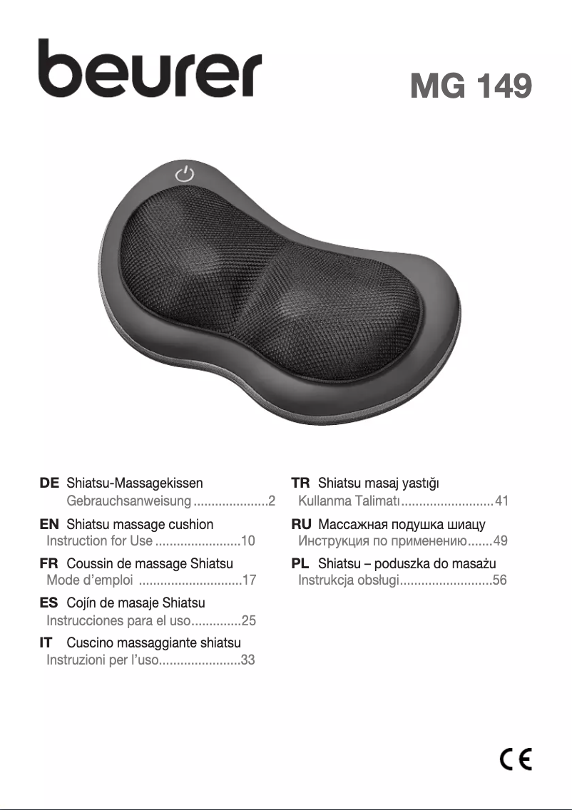 Page 1 de la notice Manuel utilisateur Beurer MG 149