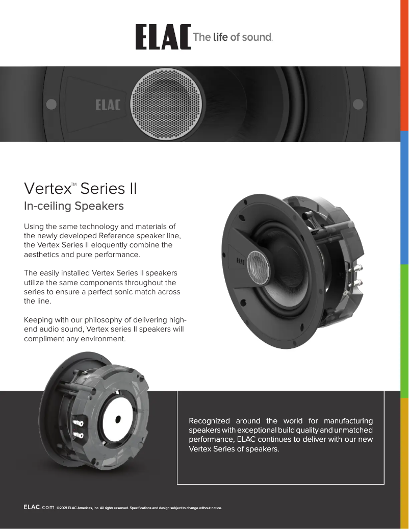 Page 1 de la notice Fiche technique ELAC Vertex II IW-VC52-W