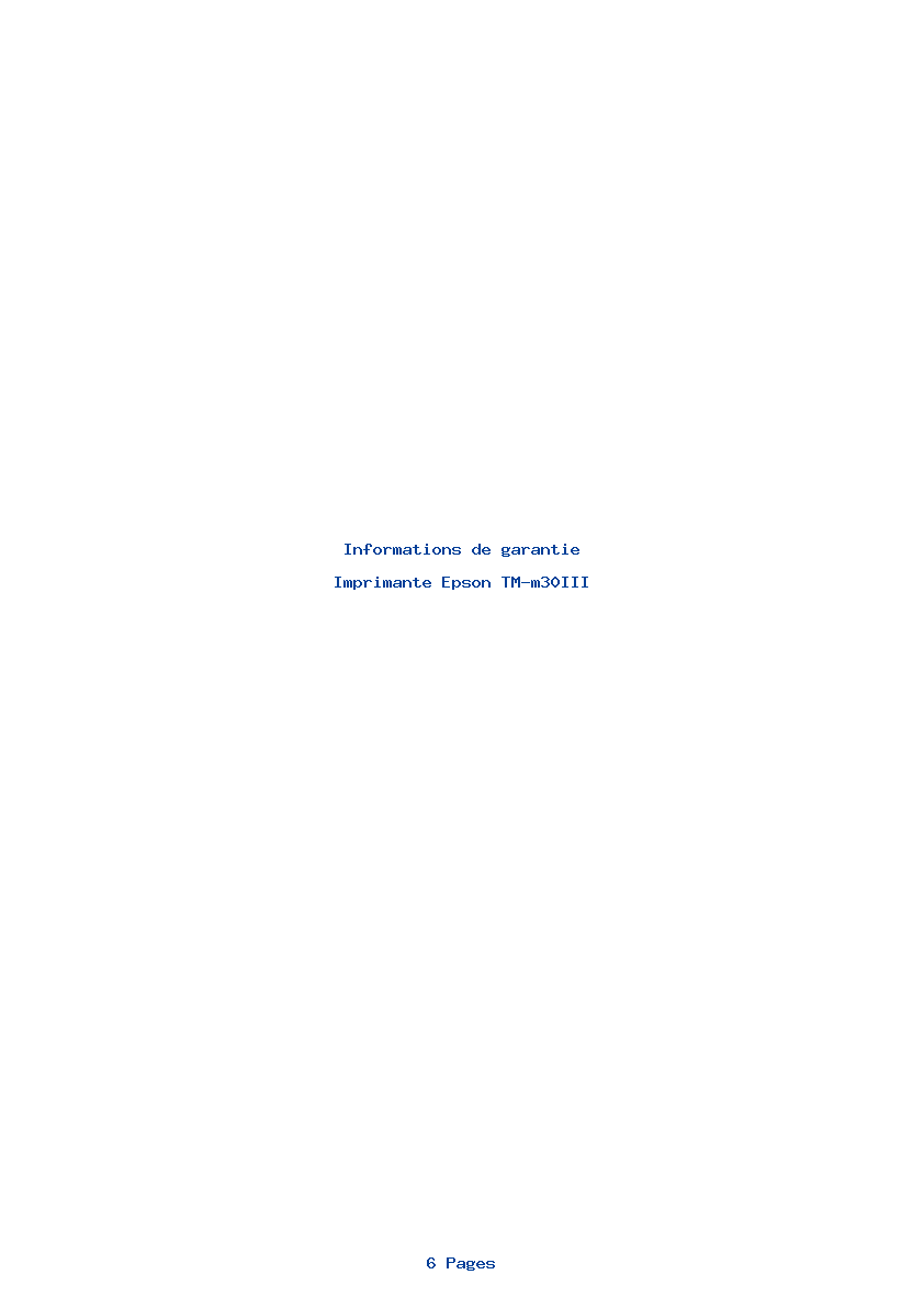 Page 1 de la notice Informations de garantie Epson TM-m30III