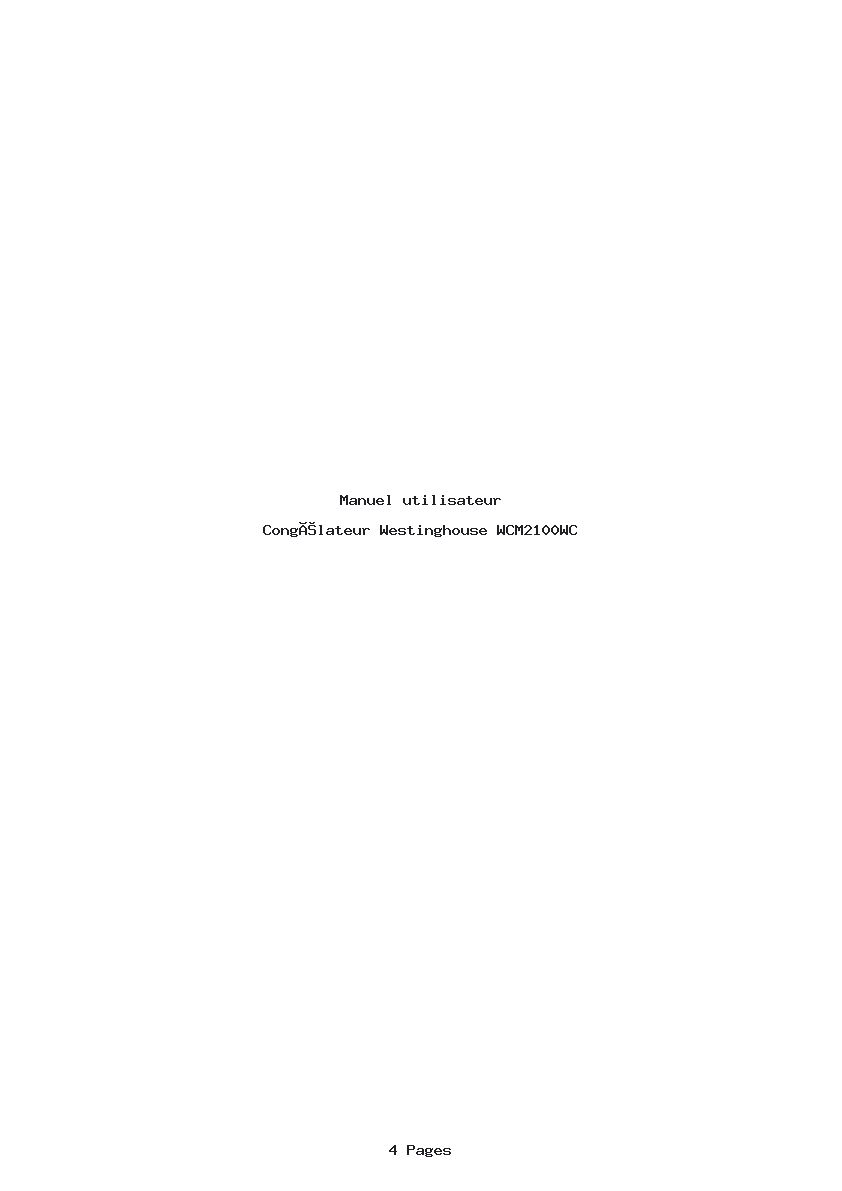 Page 1 de la notice Manuel utilisateur Westinghouse WCM2100WC