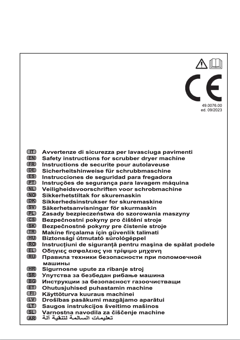 Page 1 of the manual Safety Instructions Ghibli & Wirbel FR 30 D 45 TOUCH