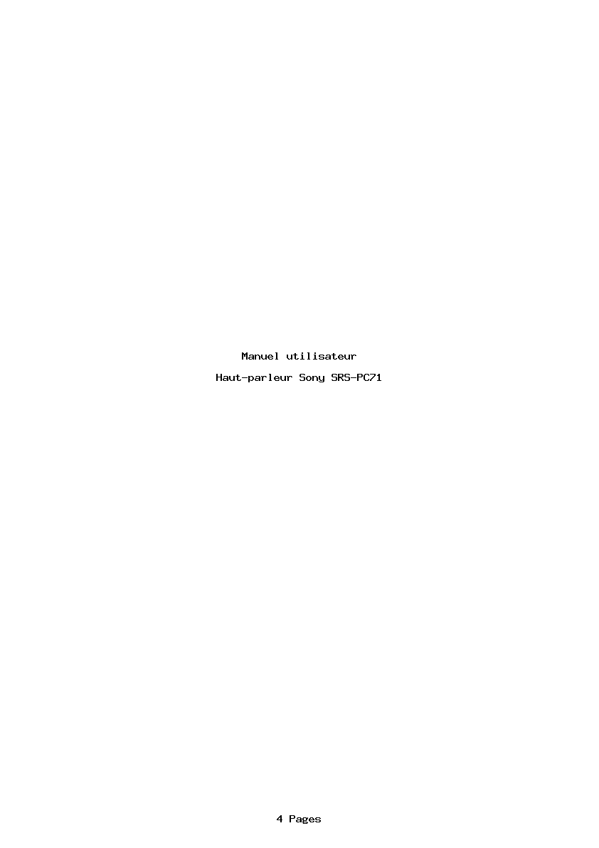 Page 1 de la notice Manuel utilisateur Sony SRS-PC71