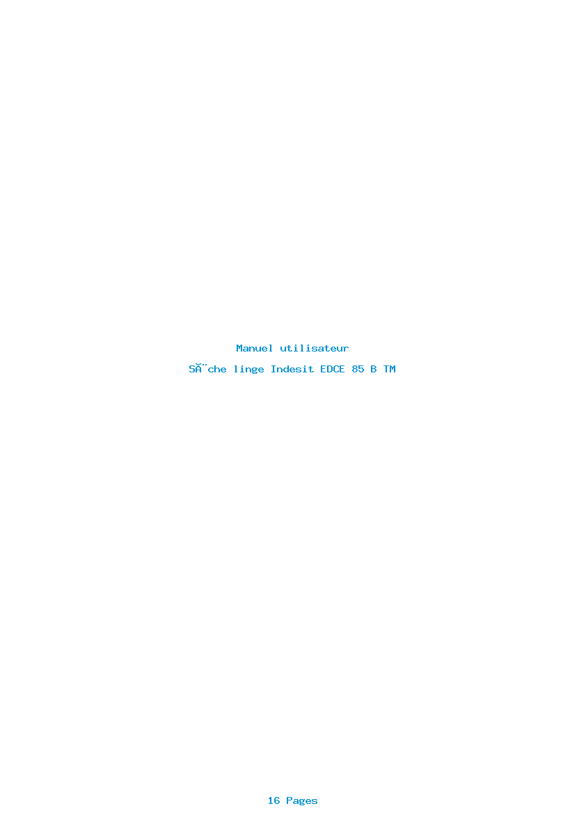 Page 1 de la notice Manuel utilisateur Indesit EDCE 85 B TM