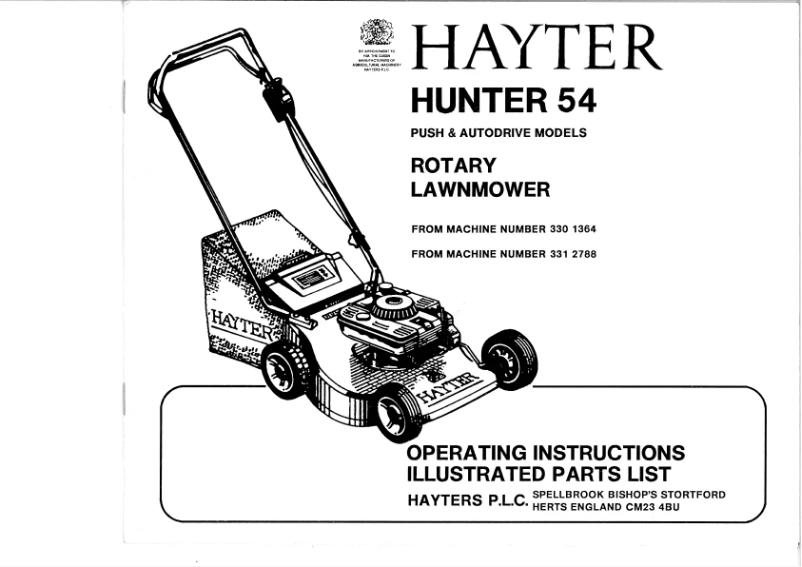 Page 1 of the manual User Manual Hayter Hunter 54