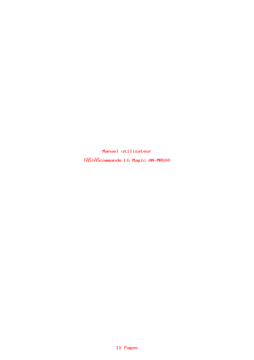 Page 1 de la notice Manuel utilisateur LG Magic AN-MR600