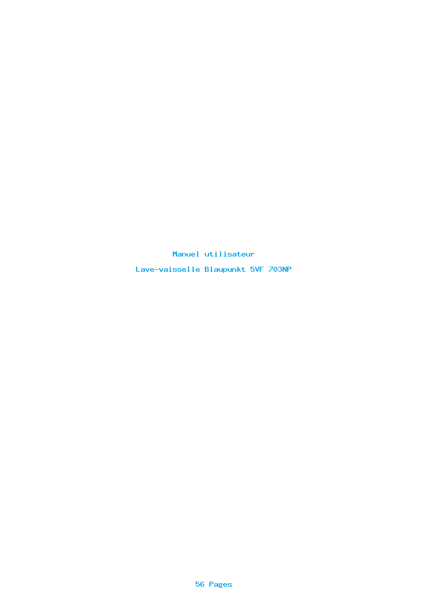 Page 1 de la notice Manuel utilisateur Blaupunkt 5VF 703NP