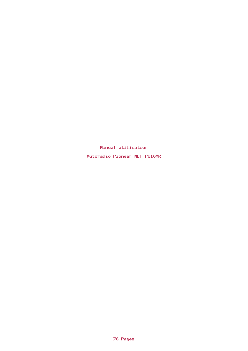 Page 1 de la notice Manuel utilisateur Pioneer MEH P9100R