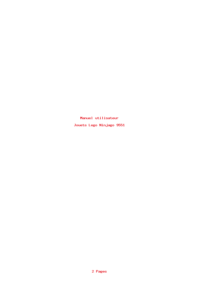 Page 1 de la notice Manuel utilisateur Lego Ninjago 9551