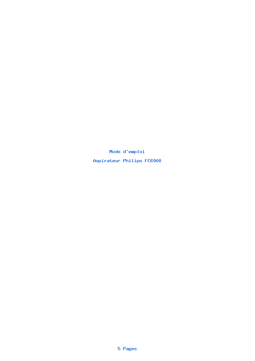 Page 1 de la notice Mode d'emploi Philips FC6908