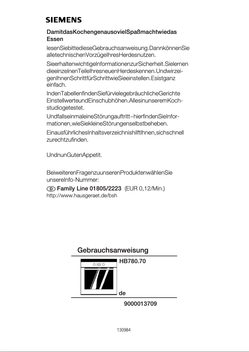 Page 1 de la notice Manuel utilisateur Siemens HB780270