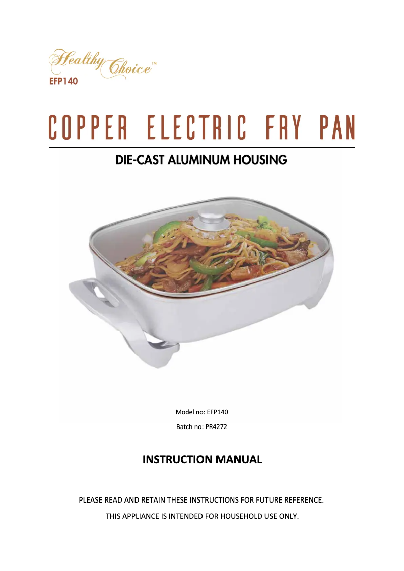 Page 1 de la notice Manuel utilisateur Healthy Choice EFP140