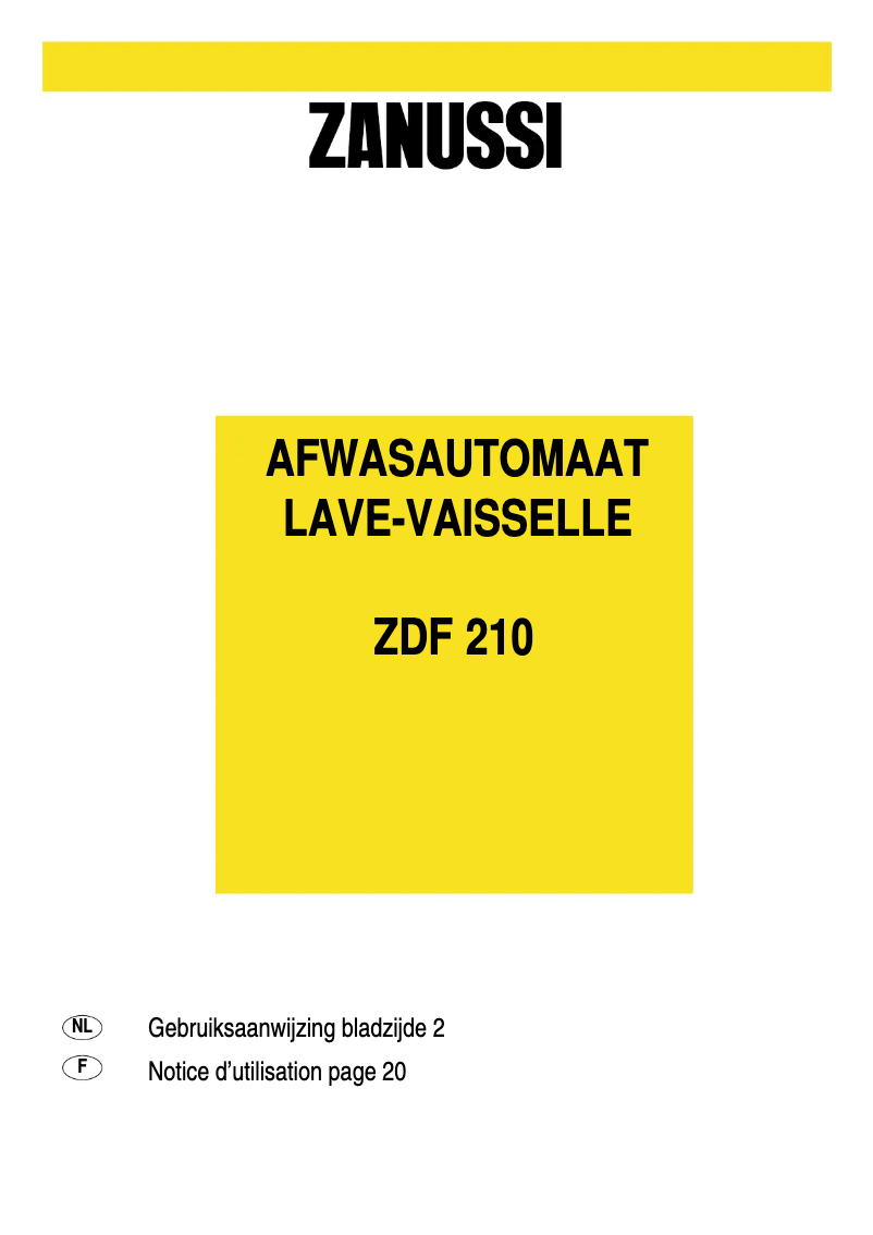 Page 1 de la notice Manuel utilisateur Zanussi ZDF210