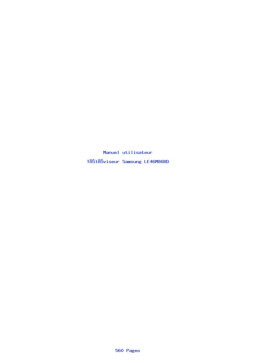 Page 1 de la notice Manuel utilisateur Samsung LE46M86BD