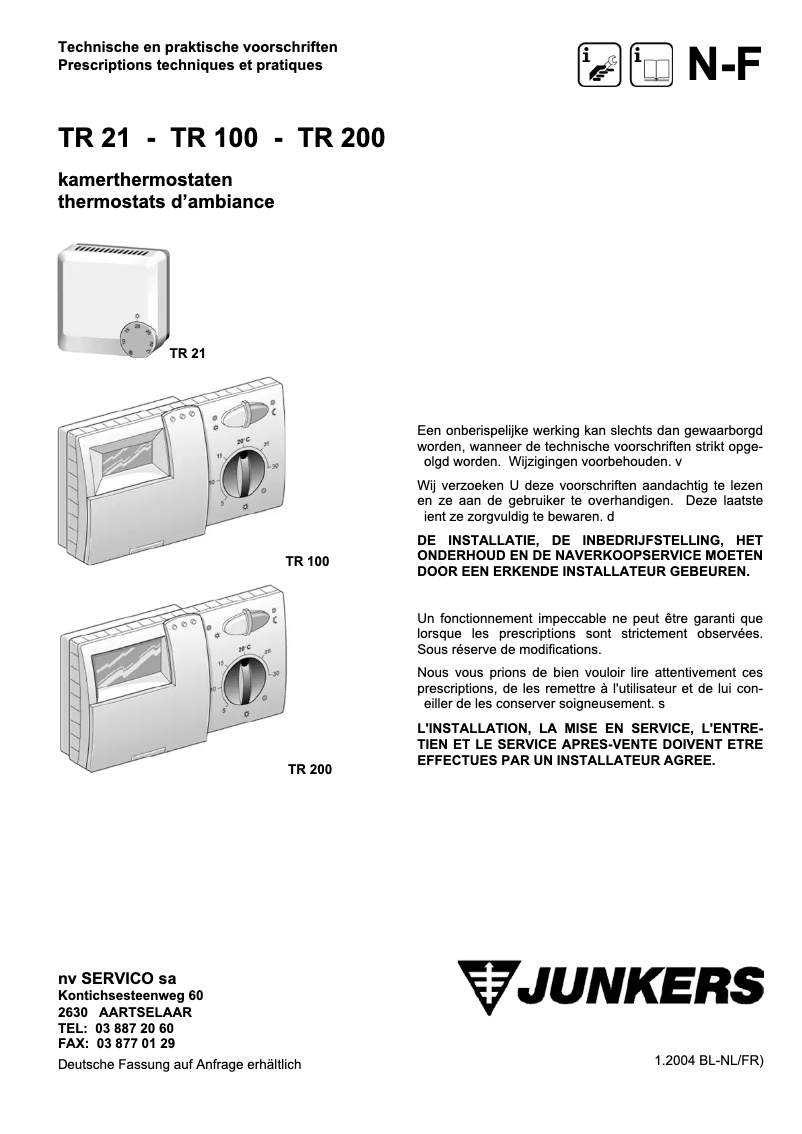 Page 1 of the manual User Manual Bosch TR 100