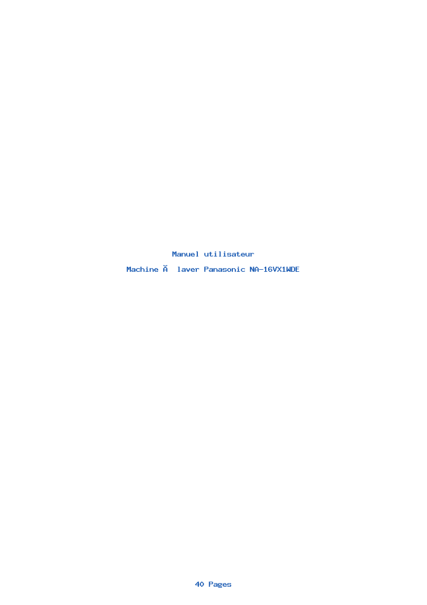 Page 1 de la notice Manuel utilisateur Panasonic NA-16VX1WDE