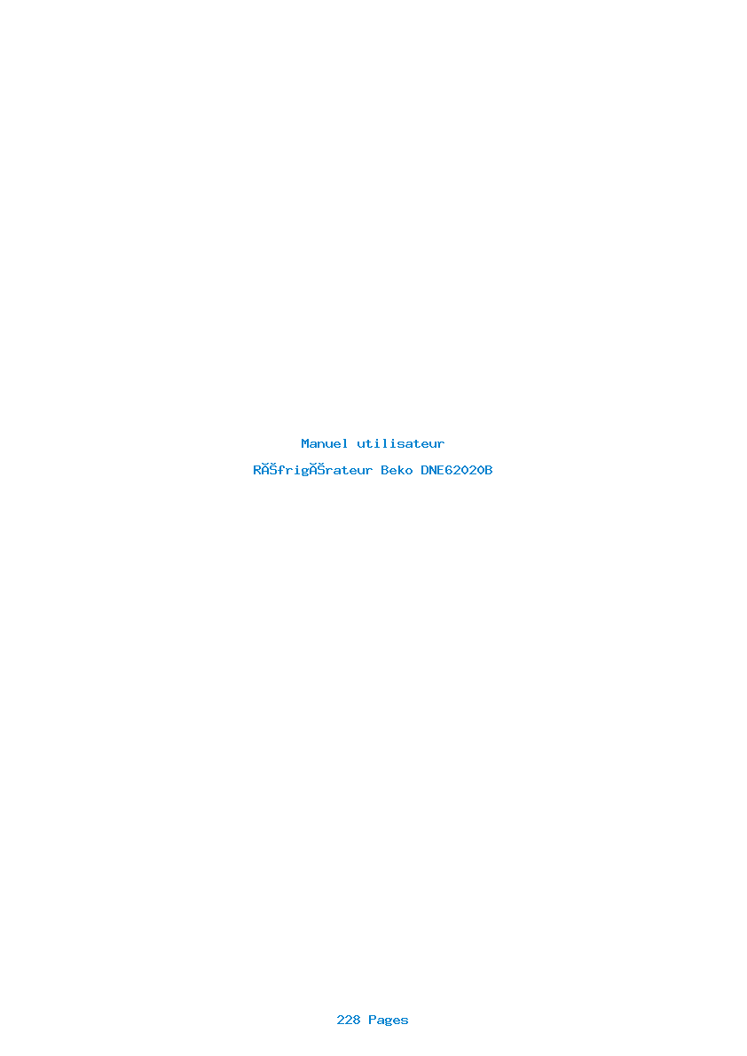 Page 1 de la notice Manuel utilisateur Beko DNE62020B