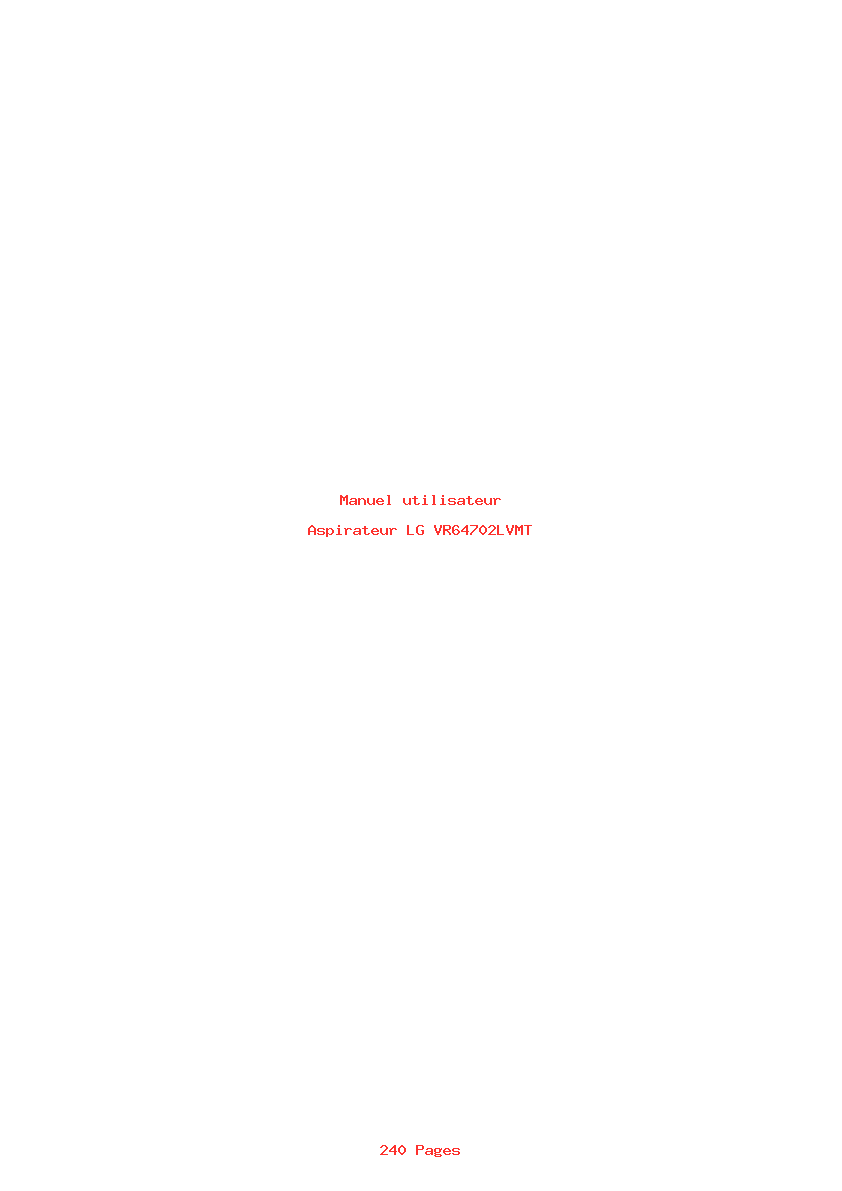 Page 1 de la notice Manuel utilisateur LG VR64702LVMT