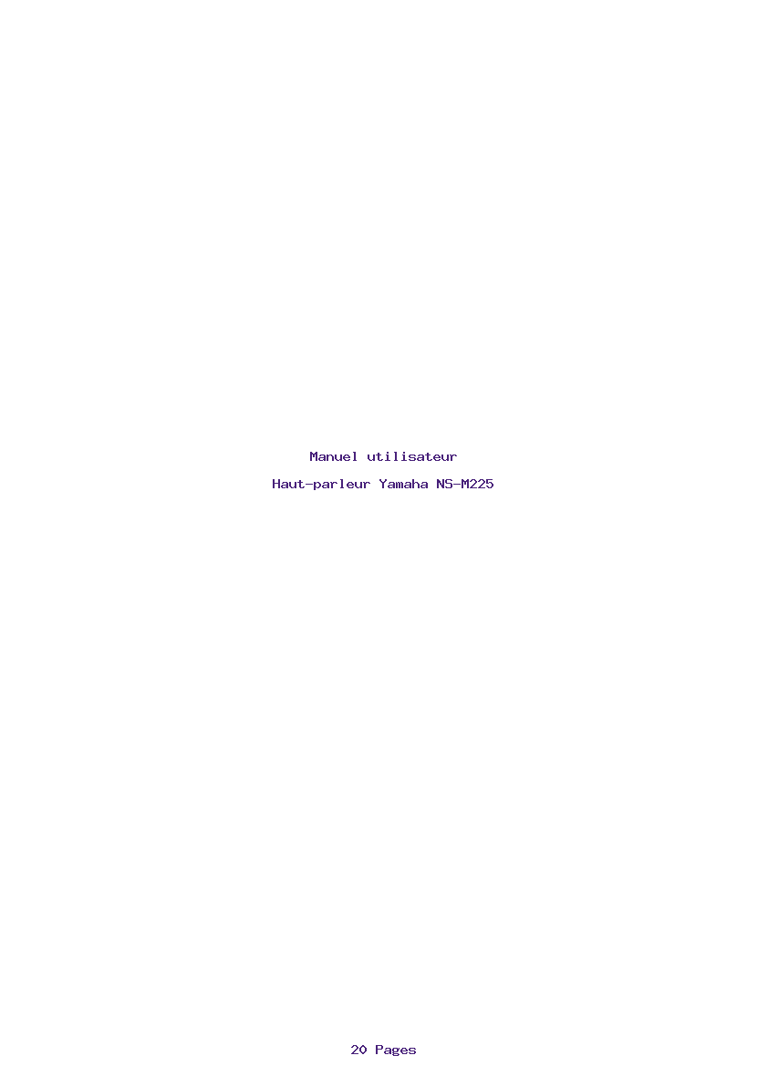 Page 1 de la notice Manuel utilisateur Yamaha NS-M225
