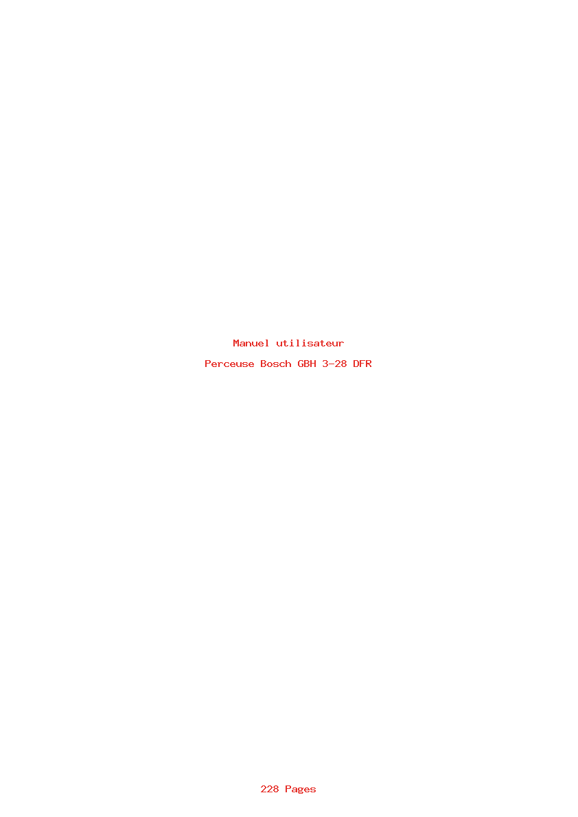 Page 1 de la notice Manuel utilisateur Bosch GBH 3-28 DFR