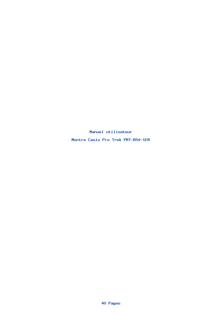 Page 1 de la notice Manuel utilisateur Casio Pro Trek PRT-B50-1ER