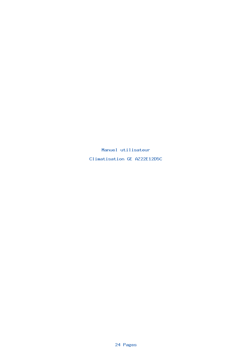 Page 1 de la notice Manuel utilisateur GE AZ22E12D5C