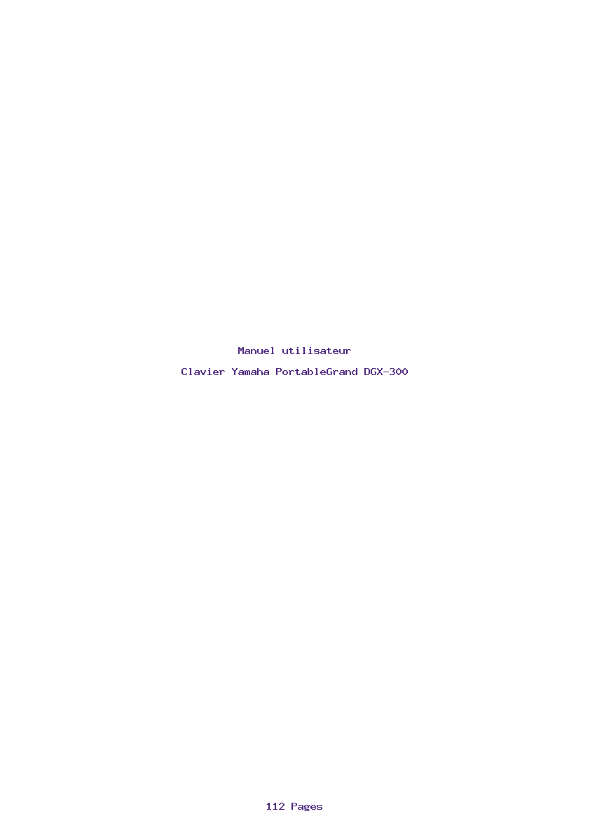 Page 1 de la notice Manuel utilisateur Yamaha PortableGrand DGX-300