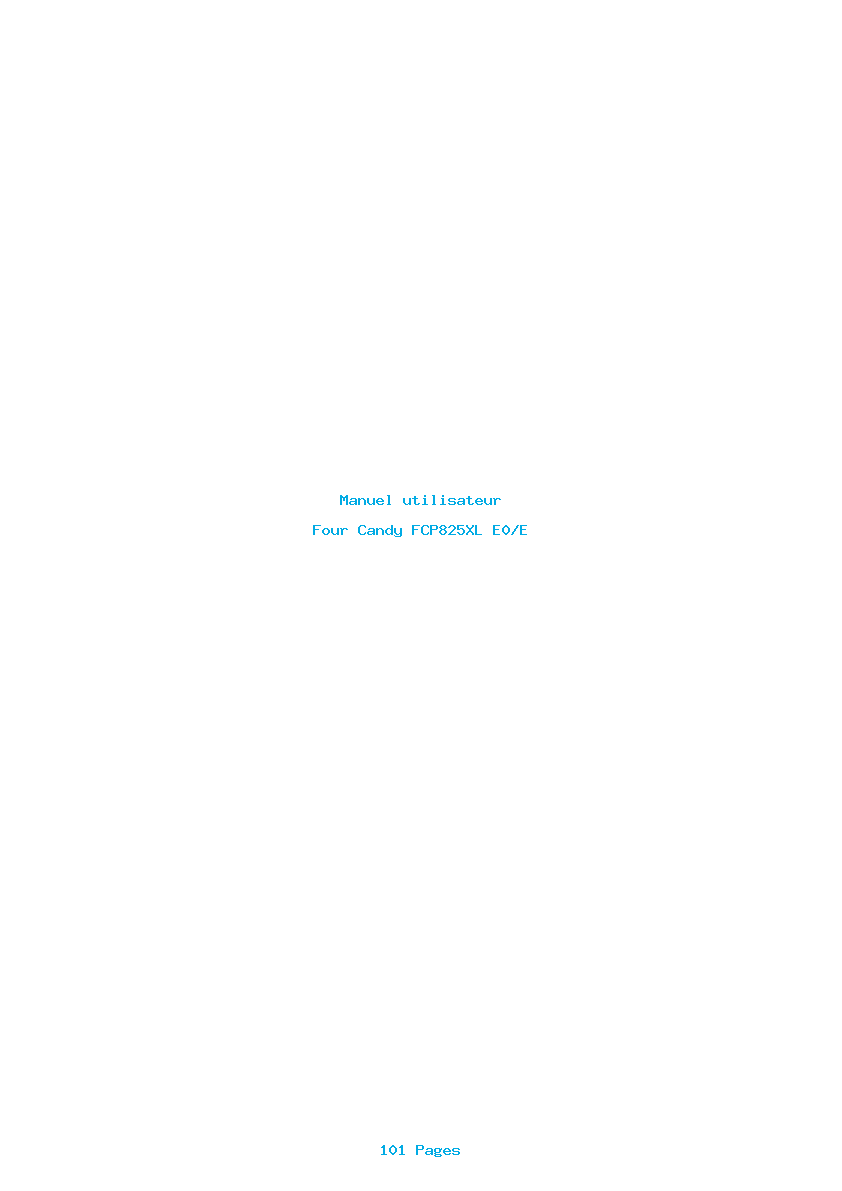 Page 1 de la notice Manuel utilisateur Candy FCP825XL E0/E