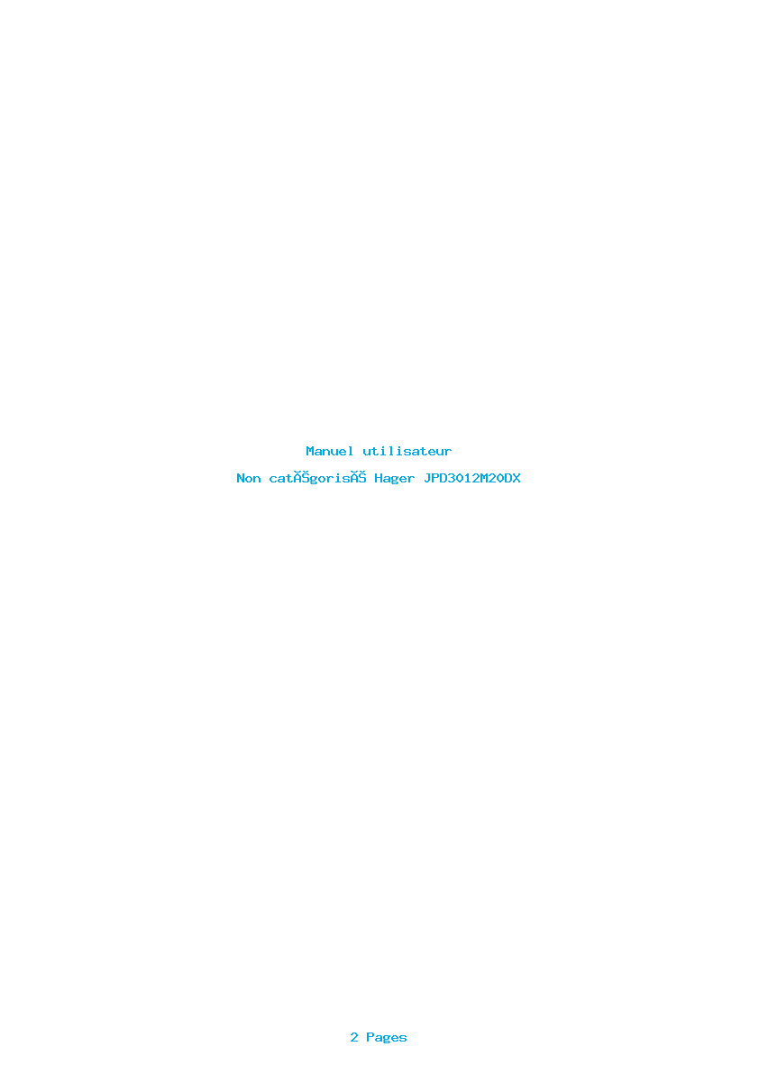 Page 1 de la notice Manuel utilisateur Hager JPD3012M20DX