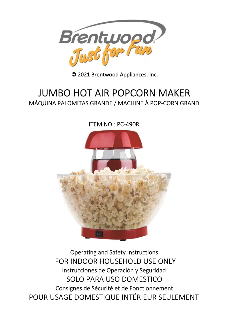 Page 1 de la notice Manuel utilisateur Brentwood PC-490R