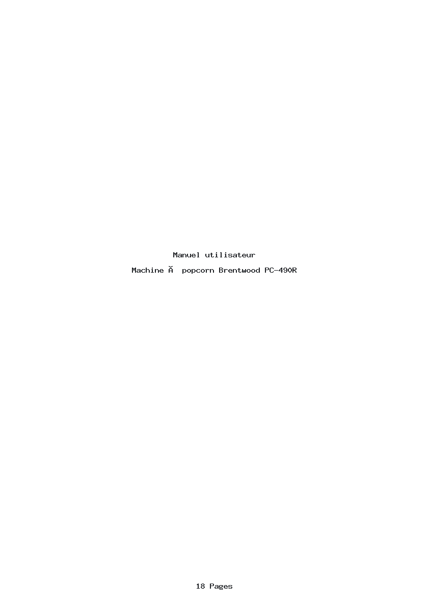 Page 1 de la notice Manuel utilisateur Brentwood PC-490R