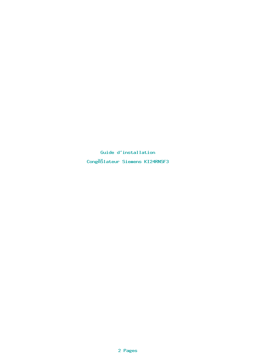 Page 1 de la notice Guide d'installation Siemens KI24RNSF3