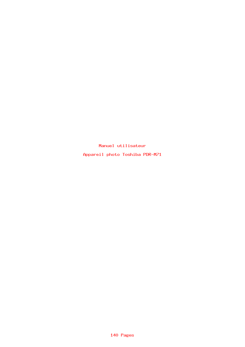 Page 1 de la notice Manuel utilisateur Toshiba PDR-M71
