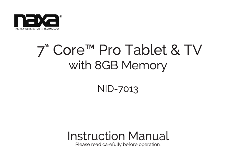 Page 1 de la notice Manuel utilisateur Naxa NID-7013