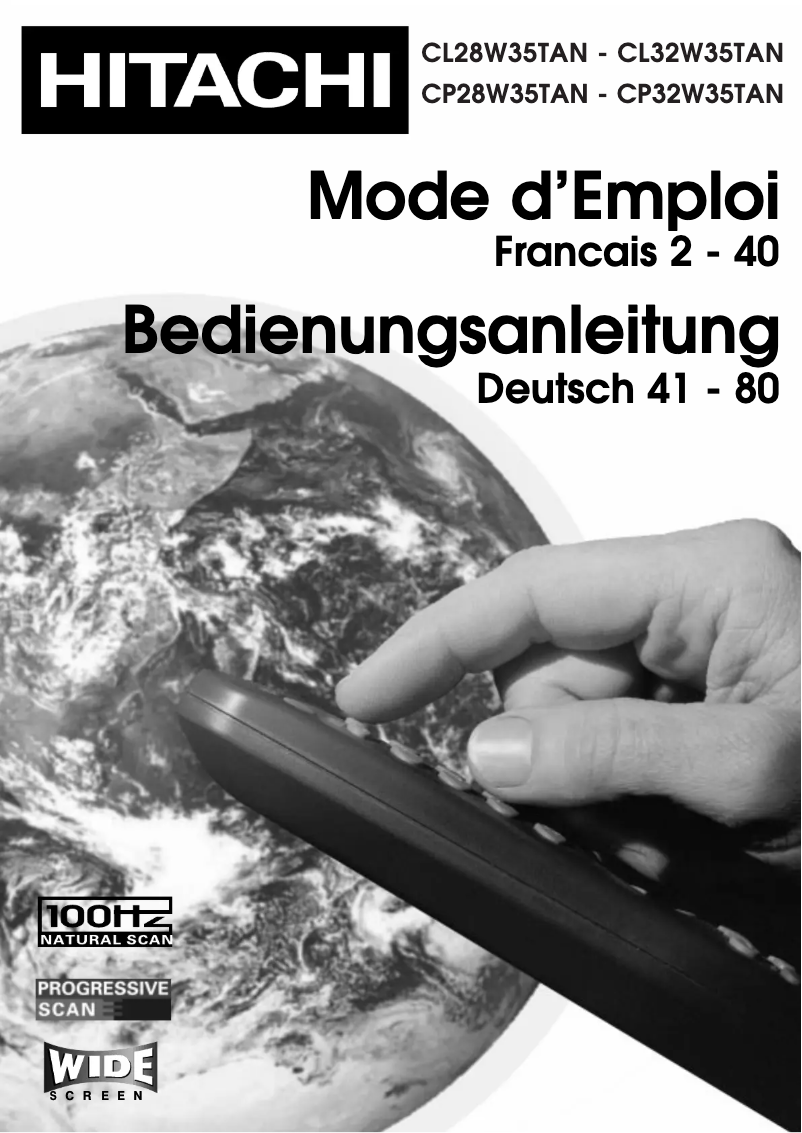 Page 1 de la notice Manuel utilisateur Hitachi CP28W35TAN