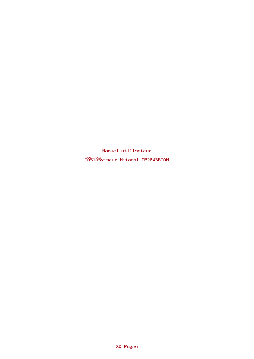Page 1 de la notice Manuel utilisateur Hitachi CP28W35TAN