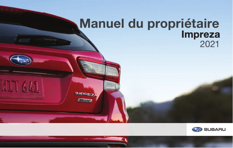 Page 1 de la notice Manuel utilisateur Subaru Impreza (2021)