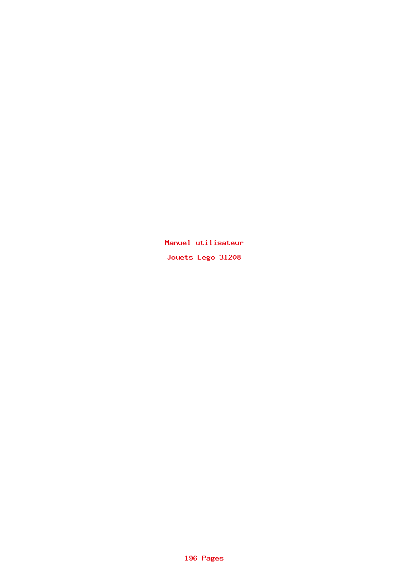 Page 1 de la notice Manuel utilisateur Lego 31208