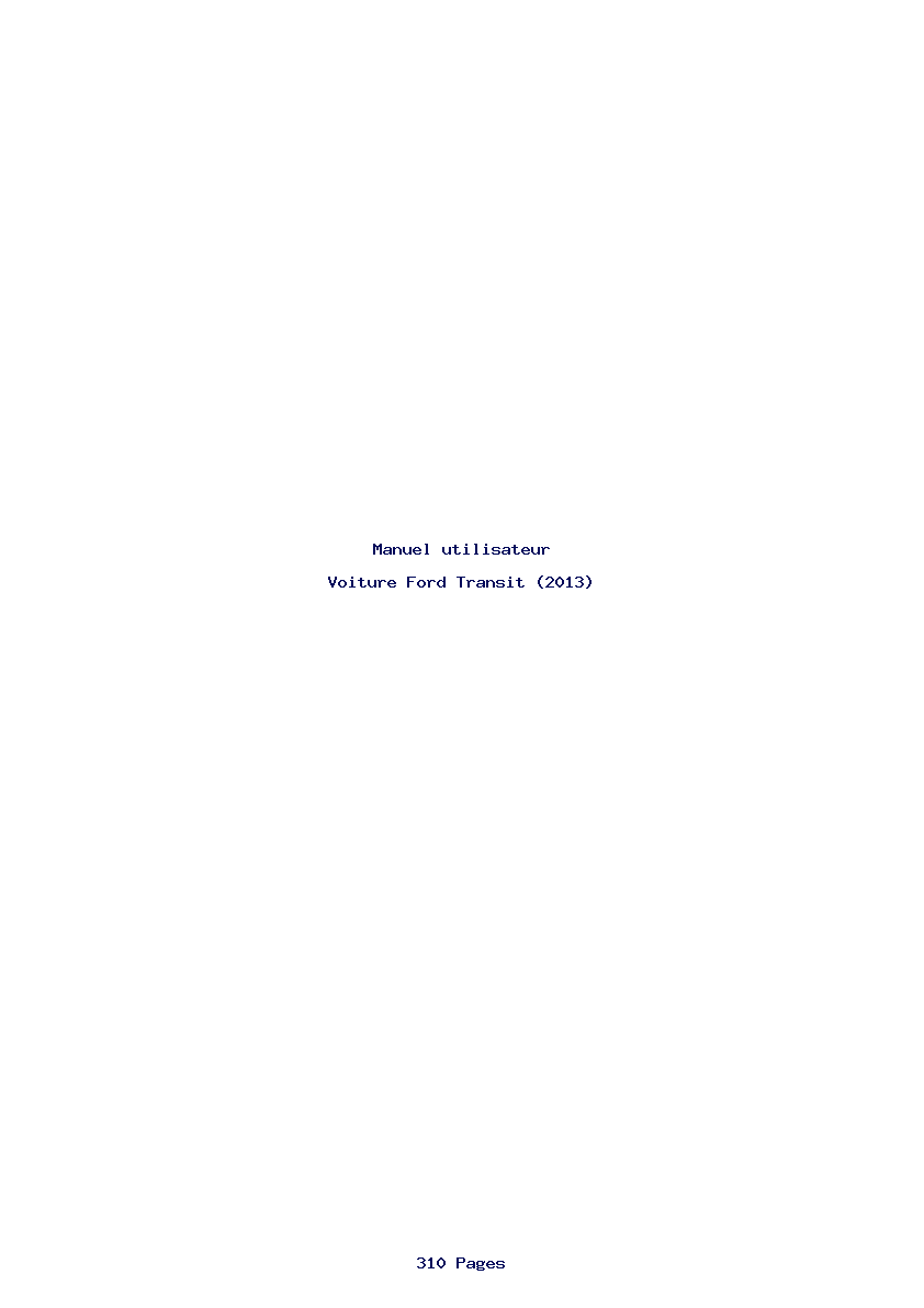 Page 1 de la notice Manuel utilisateur Ford Transit (2013)