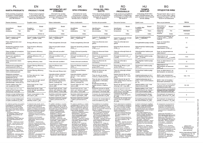 Page 1 de la notice Manuel utilisateur Amica OSC5231I