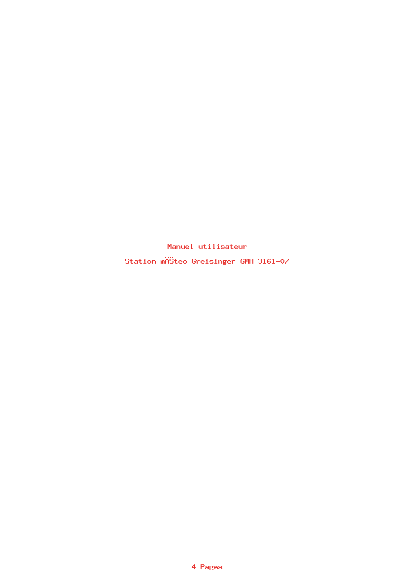 Page 1 de la notice Manuel utilisateur Greisinger GMH 3161-07