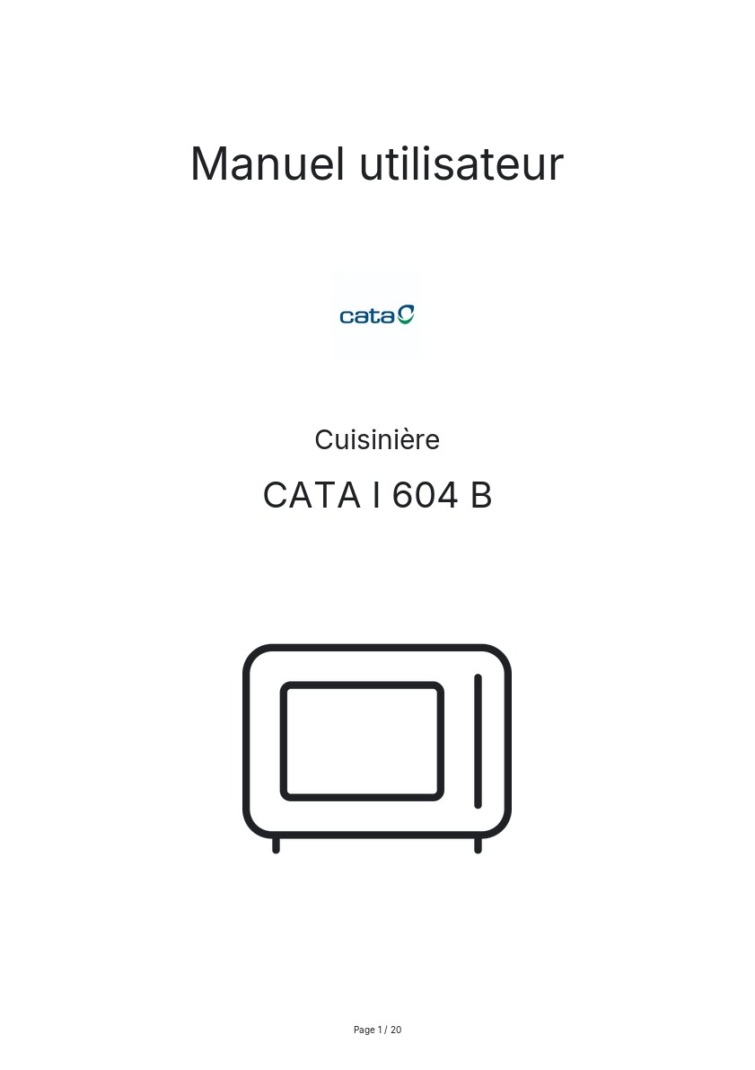 Page 1 de la notice Manuel utilisateur CATA I 604 B