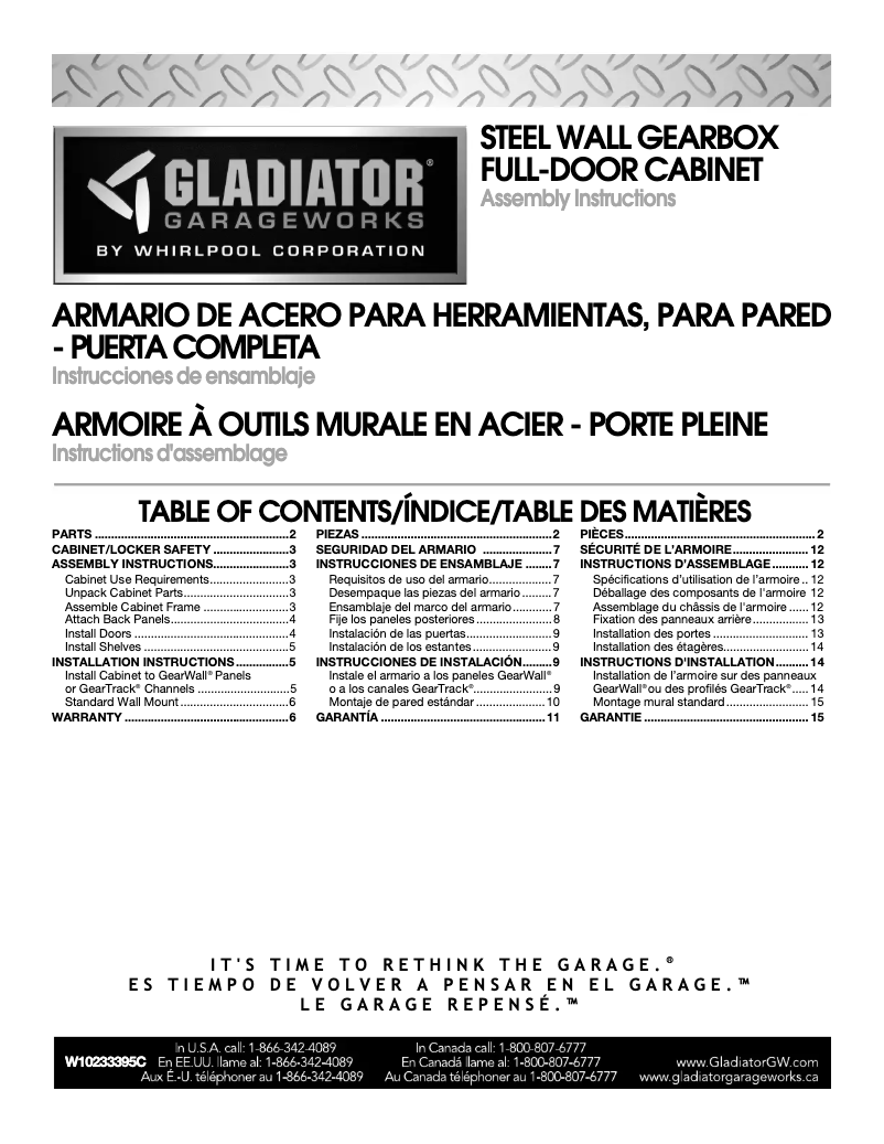 Page 1 de la notice Guide d'installation Gladiator GAWG28FDESG