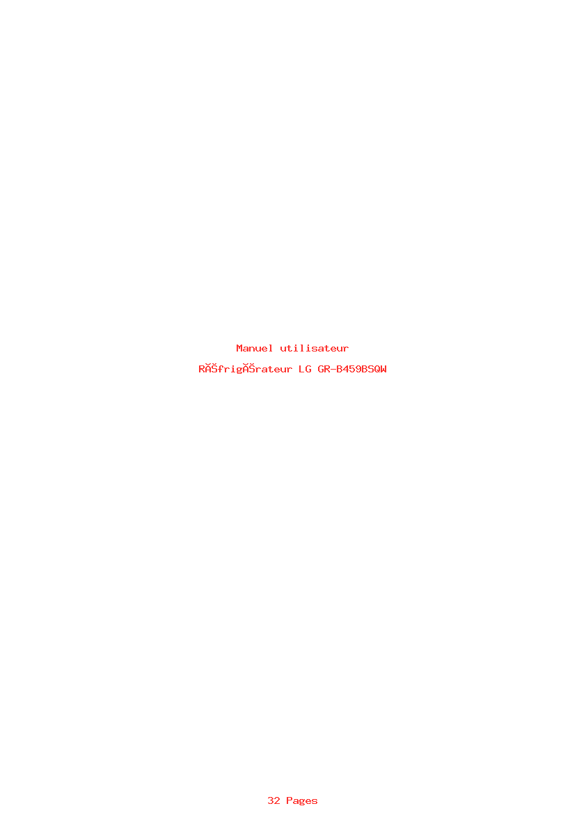 Page 1 de la notice Manuel utilisateur LG GR-B459BSQW