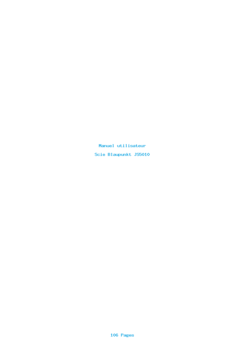 Page 1 de la notice Manuel utilisateur Blaupunkt JS5010