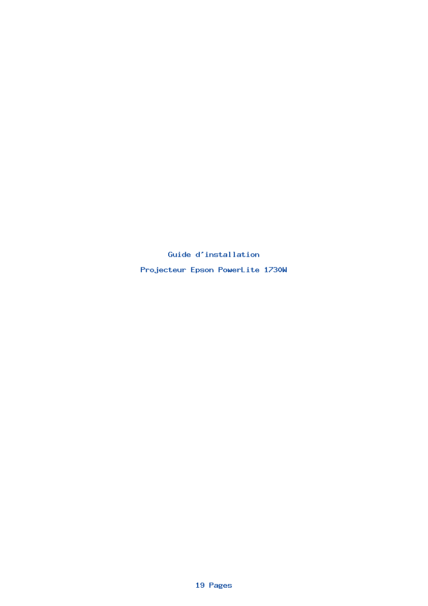 Page 1 de la notice Guide d'installation Epson PowerLite 1730W