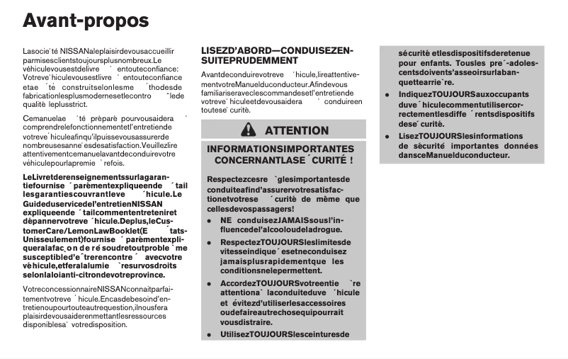 Page 1 de la notice Manuel utilisateur Nissan Rogue (2008)