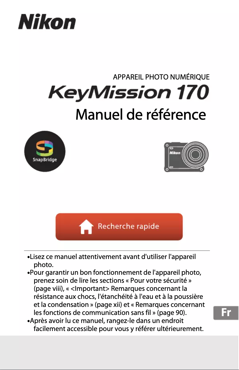 Page 1 de la notice Manuel utilisateur Nikon KeyMission 170