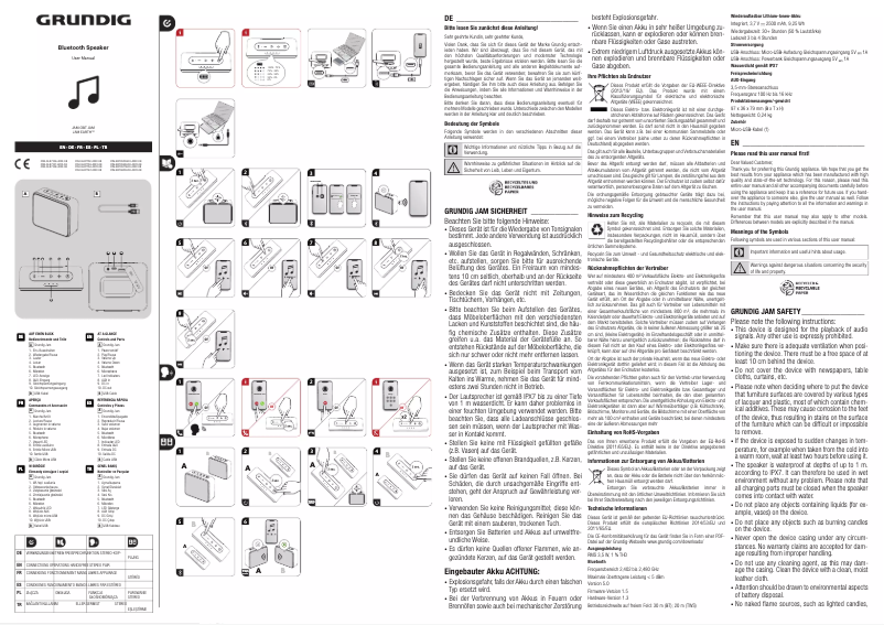 Página 1 del manual Manual de usuario Grundig Jam Earth
