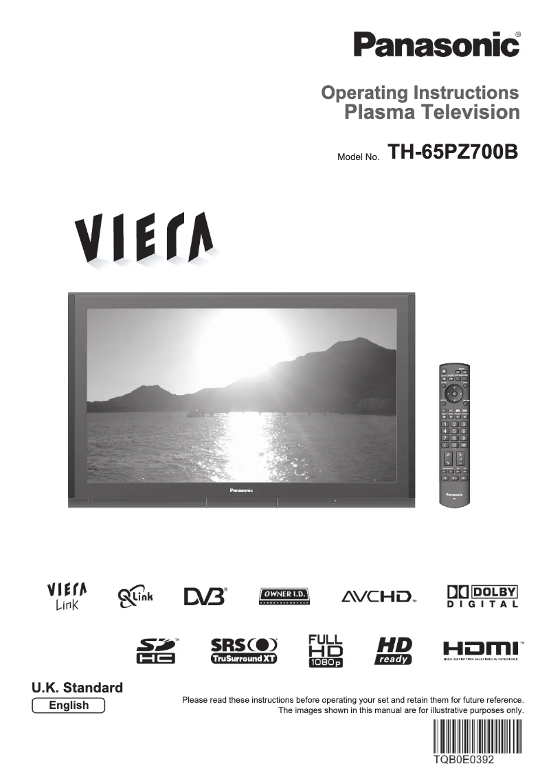 Page 1 of the manual User Manual Panasonic Viera TH-65PZ700B