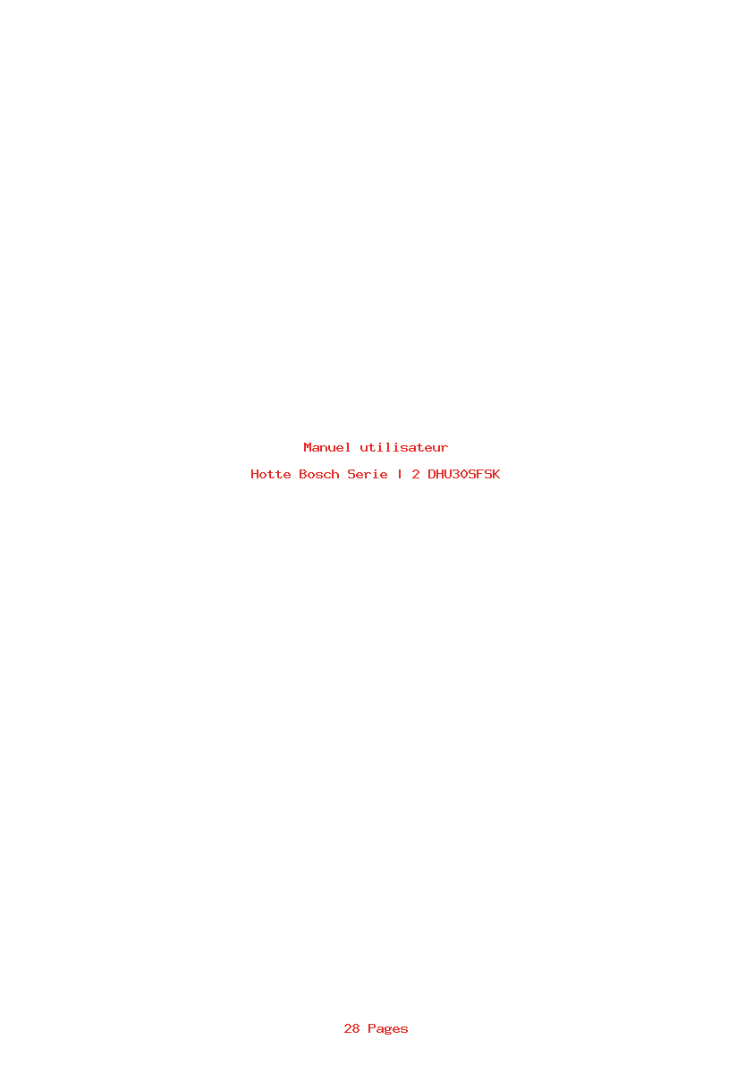 Page 1 de la notice Manuel utilisateur Bosch Serie | 2 DHU30SFSK